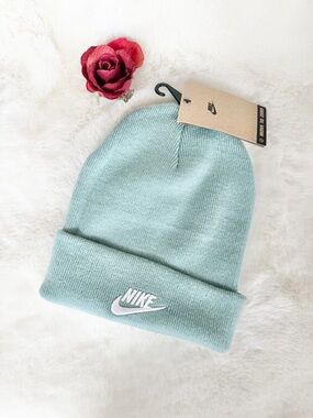 Nike Mint Green  Knit Beanie with White Swoosh Unisex